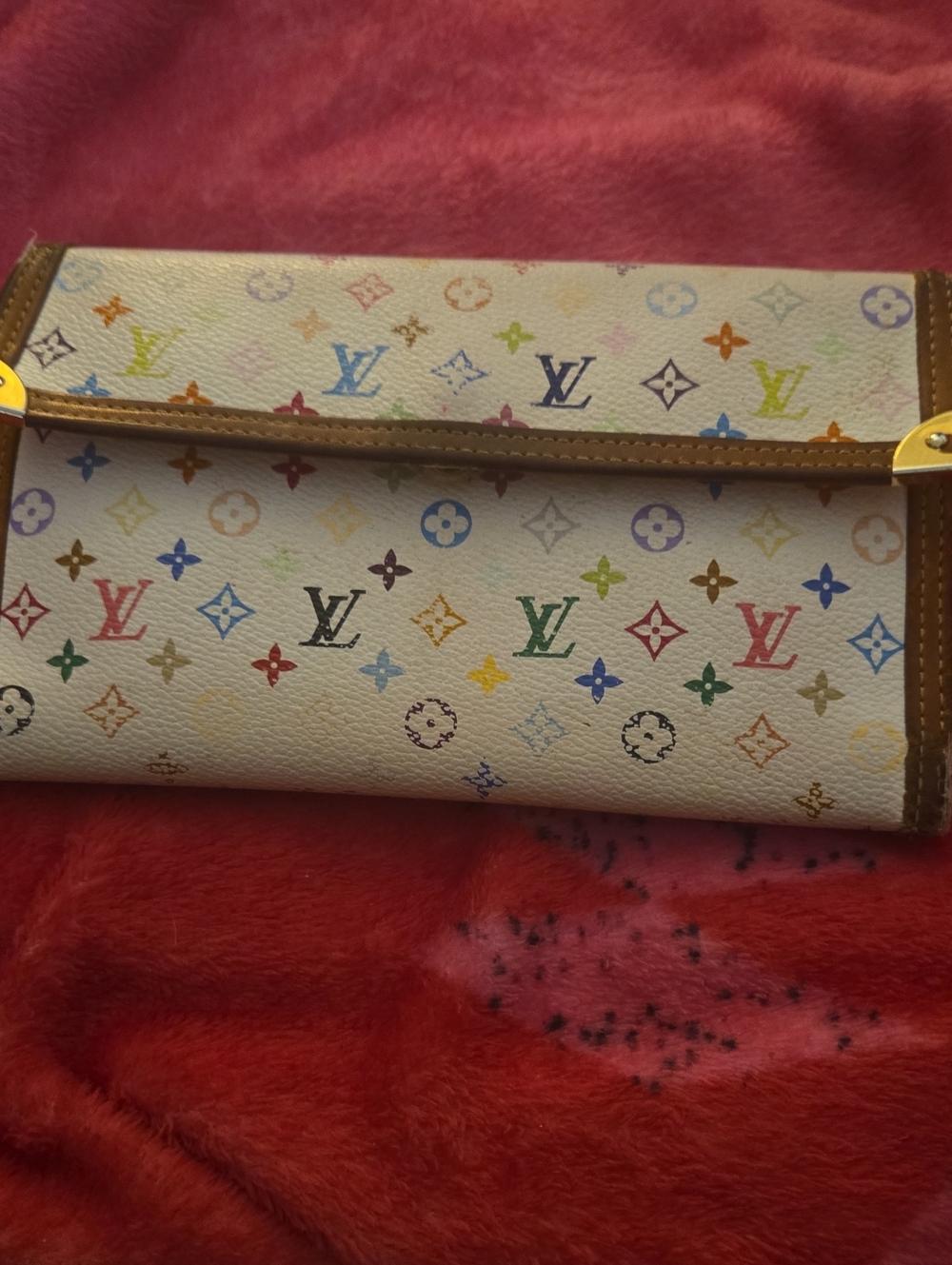 Louis Vuitton White Multicolor Murakami Well Loved Monogram Canvas Flap Wallet